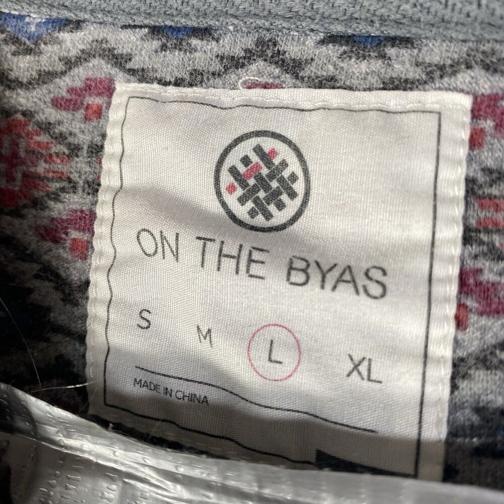 On The Byas Sweatshirt Men Large Gray Cotton Blend Pocket Crew Neck Lightweight - Picture 5 of 10
